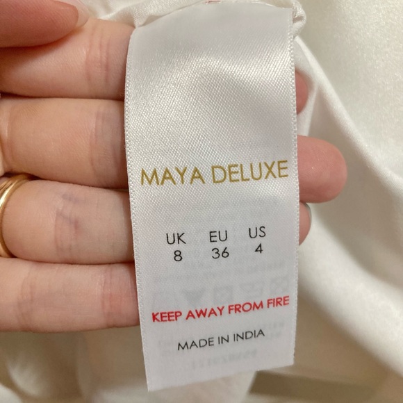 NWT Maya Deluxe Off-The-Shoulder White Ruched Dress - Picture 13 of 15